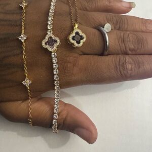 3pc necklace and Bracelet set.Elegant Gold and Silver Women's Jewelry Set